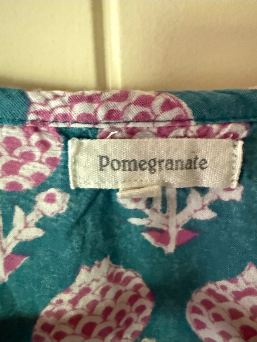 Women’s Teal Floral Ruffle-Trim Button-Down Shirt 100% cotton - Picture 4 of 8